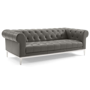 ModwayModway Idyll Tufted Button Upholstered Leather Chesterfield Sofa EEI-3441 EEI-3441-GRY- BetterPatio.com