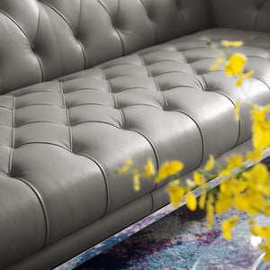 ModwayModway Idyll Tufted Button Upholstered Leather Chesterfield Sofa EEI-3441 EEI-3441-GRY- BetterPatio.com