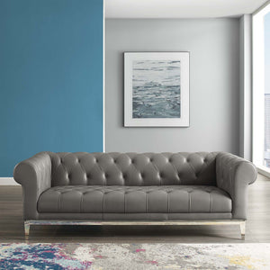 ModwayModway Idyll Tufted Button Upholstered Leather Chesterfield Sofa EEI-3441 EEI-3441-GRY- BetterPatio.com