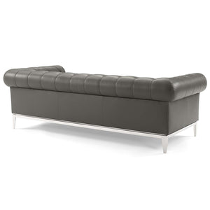 ModwayModway Idyll Tufted Button Upholstered Leather Chesterfield Sofa EEI-3441 EEI-3441-GRY- BetterPatio.com