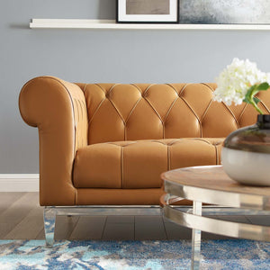 ModwayModway Idyll Tufted Button Upholstered Leather Chesterfield Sofa EEI-3441 EEI-3441-TAN- BetterPatio.com