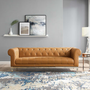 ModwayModway Idyll Tufted Button Upholstered Leather Chesterfield Sofa EEI-3441 EEI-3441-TAN- BetterPatio.com