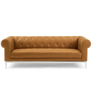 ModwayModway Idyll Tufted Button Upholstered Leather Chesterfield Sofa EEI-3441 EEI-3441-TAN- BetterPatio.com