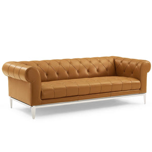 ModwayModway Idyll Tufted Button Upholstered Leather Chesterfield Sofa EEI-3441 EEI-3441-TAN- BetterPatio.com