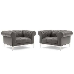 ModwayModway Idyll Tufted Upholstered Leather Armchair Set of 2 EEI-4195 EEI-4195-GRY- BetterPatio.com