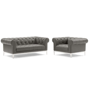 ModwayModway Idyll Tufted Upholstered Leather Loveseat and Armchair EEI-4193 EEI-4193-GRY-SET- BetterPatio.com