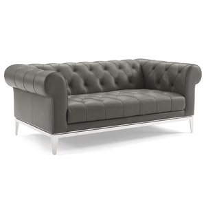 ModwayModway Idyll Tufted Upholstered Leather Loveseat and Armchair EEI-4193 EEI-4193-GRY-SET- BetterPatio.com