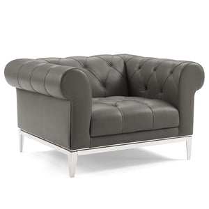 ModwayModway Idyll Tufted Upholstered Leather Loveseat and Armchair EEI-4193 EEI-4193-GRY-SET- BetterPatio.com