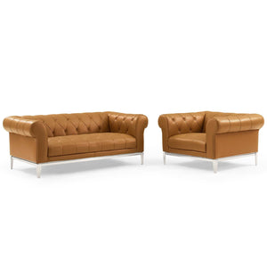 ModwayModway Idyll Tufted Upholstered Leather Loveseat and Armchair EEI-4193 EEI-4193-TAN-SET- BetterPatio.com