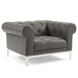 ModwayModway Idyll Tufted Upholstered Leather Sofa and Armchair Set EEI-4191 EEI-4191-GRY-SET- BetterPatio.com