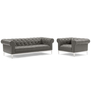 ModwayModway Idyll Tufted Upholstered Leather Sofa and Armchair Set EEI-4191 EEI-4191-GRY-SET- BetterPatio.com