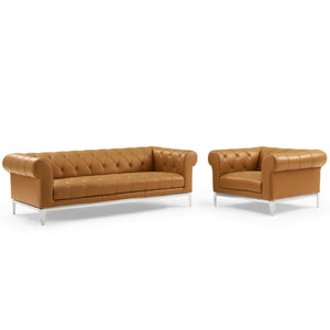 ModwayModway Idyll Tufted Upholstered Leather Sofa and Armchair Set EEI-4191 EEI-4191-TAN-SET- BetterPatio.com