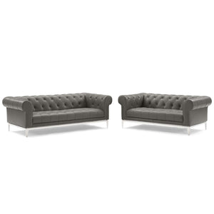 ModwayModway Idyll Tufted Upholstered Leather Sofa and Loveseat Set EEI-4189 EEI-4189-GRY-SET- BetterPatio.com