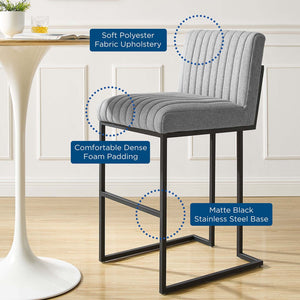 ModwayModway Indulge Channel Tufted Fabric Bar Stool EEI-4654 EEI-4654-LGR- BetterPatio.com