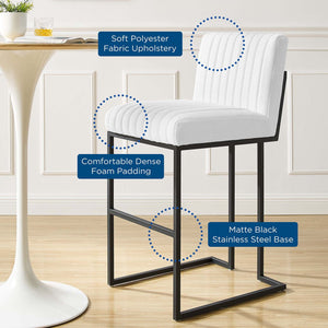 ModwayModway Indulge Channel Tufted Fabric Bar Stool EEI-4654 EEI-4654-WHI- BetterPatio.com