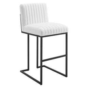 ModwayModway Indulge Channel Tufted Fabric Bar Stool EEI-4654 EEI-4654-WHI- BetterPatio.com