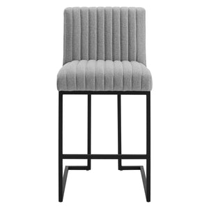ModwayModway Indulge Channel Tufted Fabric Counter Stool EEI-4653 EEI-4653-LGR- BetterPatio.com