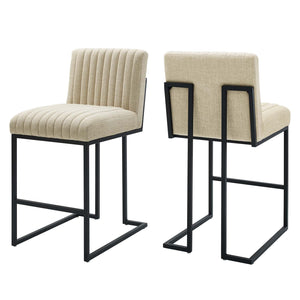 ModwayModway Indulge Channel Tufted Fabric Counter Stools - Set of 2 EEI-5741 EEI-5741-BEI- BetterPatio.com