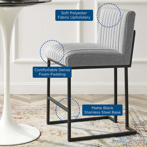 ModwayModway Indulge Channel Tufted Fabric Counter Stools - Set of 2 EEI-5741 EEI-5741-LGR- BetterPatio.com