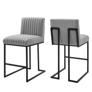 ModwayModway Indulge Channel Tufted Fabric Counter Stools - Set of 2 EEI-5741 EEI-5741-LGR- BetterPatio.com