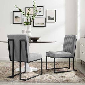 ModwayModway Indulge Channel Tufted Fabric Dining Chairs - Set of 2 EEI-5740 EEI-5740-LGR- BetterPatio.com
