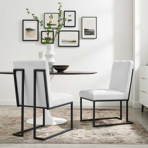 ModwayModway Indulge Channel Tufted Fabric Dining Chairs - Set of 2 EEI-5740 EEI-5740-WHI- BetterPatio.com