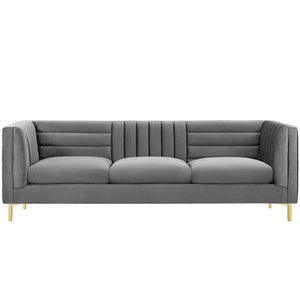 ModwayModway Ingenuity Channel Tufted Performance Velvet Sofa EEI-3454 EEI-3454-GRY- BetterPatio.com