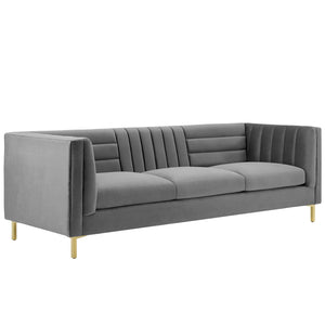 ModwayModway Ingenuity Channel Tufted Performance Velvet Sofa EEI-3454 EEI-3454-GRY- BetterPatio.com