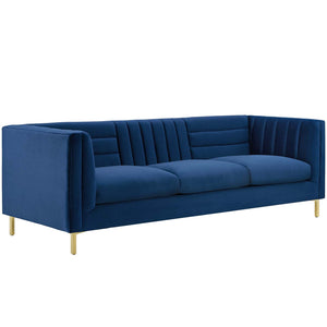 ModwayModway Ingenuity Channel Tufted Performance Velvet Sofa EEI-3454 EEI-3454-NAV- BetterPatio.com