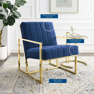 ModwayModway Inspire Channel Tufted Performance Velvet Armchair EEI-3914 EEI-3914-NAV- BetterPatio.com