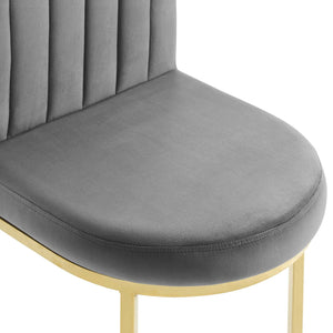 ModwayModway Isla Channel Tufted Performance Velvet Dining Side Chair EEI-3802 EEI-3802-GLD-GRY- BetterPatio.com