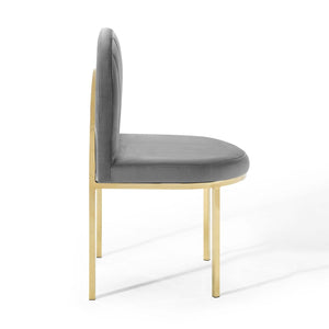 ModwayModway Isla Channel Tufted Performance Velvet Dining Side Chair EEI-3802 EEI-3802-GLD-GRY- BetterPatio.com