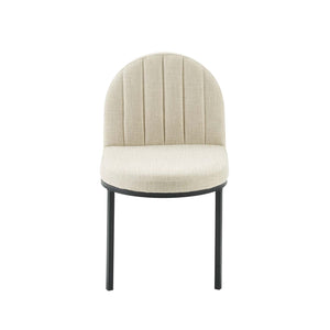 ModwayModway Isla Channel Tufted Upholstered Fabric Dining Side Chair EEI-3803 EEI-3803-BLK-BEI- BetterPatio.com