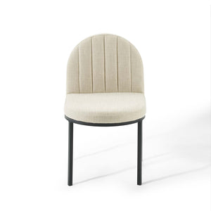 ModwayModway Isla Channel Tufted Upholstered Fabric Dining Side Chair EEI-3803 EEI-3803-BLK-BEI- BetterPatio.com