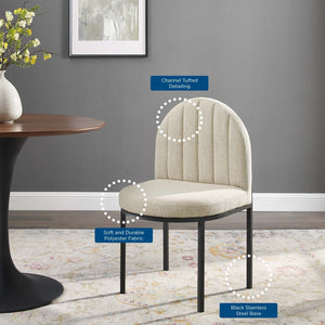 ModwayModway Isla Channel Tufted Upholstered Fabric Dining Side Chair EEI-3803 EEI-3803-BLK-BEI- BetterPatio.com