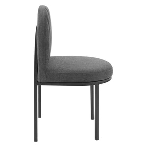 ModwayModway Isla Channel Tufted Upholstered Fabric Dining Side Chair EEI-3803 EEI-3803-BLK-CHA- BetterPatio.com