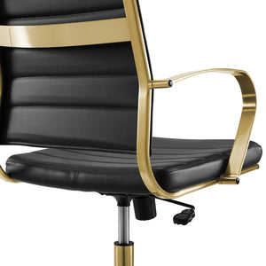 ModwayModway Jive Gold Stainless Steel Highback Office Chair EEI-3417 EEI-3417-GLD-BLK- BetterPatio.com