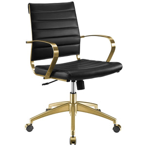 ModwayModway Jive Gold Stainless Steel Midback Office Chair EEI-3418 EEI-3418-GLD-BLK- BetterPatio.com