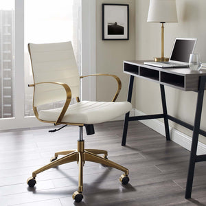 ModwayModway Jive Gold Stainless Steel Midback Office Chair EEI-3418 EEI-3418-GLD-WHI- BetterPatio.com