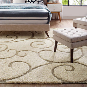 ModwayModway Jubilant Burgeon Scrolling Vine 5x8 Shag Area Rug R-1151-58 R-1151A-58- BetterPatio.com