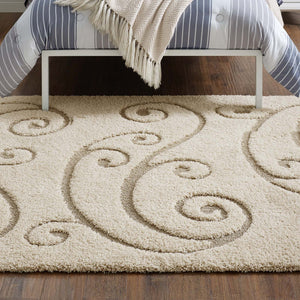 ModwayModway Jubilant Sprout Scrolling Vine 8x10 Shag Area Rug R-1148-810 R-1148A-810- BetterPatio.com