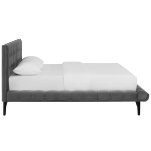 ModwayModway Julia Queen Biscuit Tufted Performance Velvet Platform Bed MOD-6008 MOD-6008-GRY- BetterPatio.com