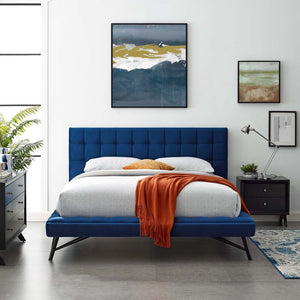 ModwayModway Julia Queen Biscuit Tufted Performance Velvet Platform Bed MOD-6008 MOD-6008-NAV- BetterPatio.com