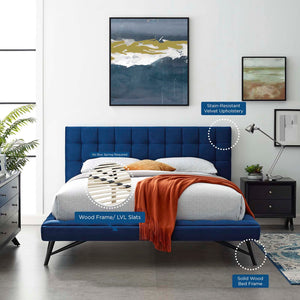 ModwayModway Julia Queen Biscuit Tufted Performance Velvet Platform Bed MOD-6008 MOD-6008-NAV- BetterPatio.com