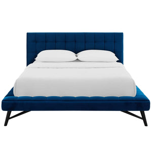 ModwayModway Julia Queen Biscuit Tufted Performance Velvet Platform Bed MOD-6008 MOD-6008-NAV- BetterPatio.com