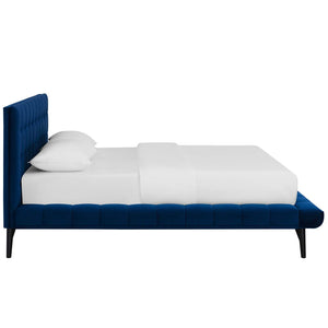 ModwayModway Julia Queen Biscuit Tufted Performance Velvet Platform Bed MOD-6008 MOD-6008-NAV- BetterPatio.com