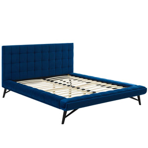 ModwayModway Julia Queen Biscuit Tufted Performance Velvet Platform Bed MOD-6008 MOD-6008-NAV- BetterPatio.com