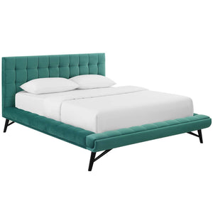 ModwayModway Julia Queen Biscuit Tufted Performance Velvet Platform Bed MOD-6008 MOD-6008-TEA- BetterPatio.com