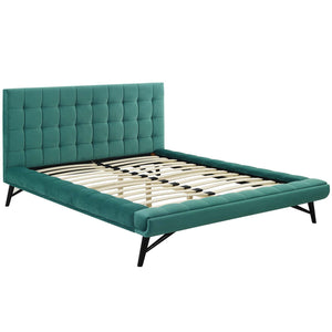 ModwayModway Julia Queen Biscuit Tufted Performance Velvet Platform Bed MOD-6008 MOD-6008-TEA- BetterPatio.com