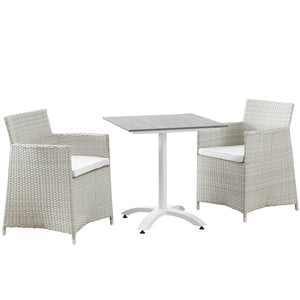 ModwayModway Junction 3 Piece Outdoor Patio Dining Set EEI-1758 EEI-1758-GRY-WHI-SET- BetterPatio.com